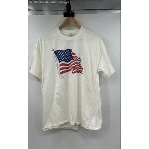 Jerzees Vintage The Fish 104.7FM Christian Music Tee Shirt Men's Large White